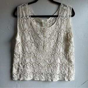 Solitaire Crochet Lace Tank Top Boho Cottagecore Festival Lace Crop L